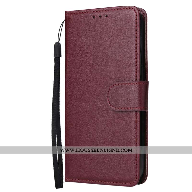 Housse Oppo Reno 14 5G Effet Cuir Uni à Lanière