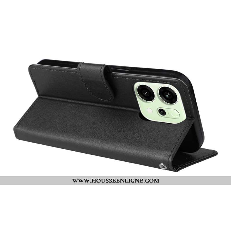 Housse Oppo Reno 14 5G Effet Cuir Uni à Lanière