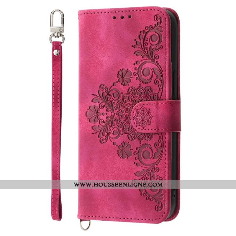 Housse Oppo Reno 14 5G Motif Floral et Sangles
