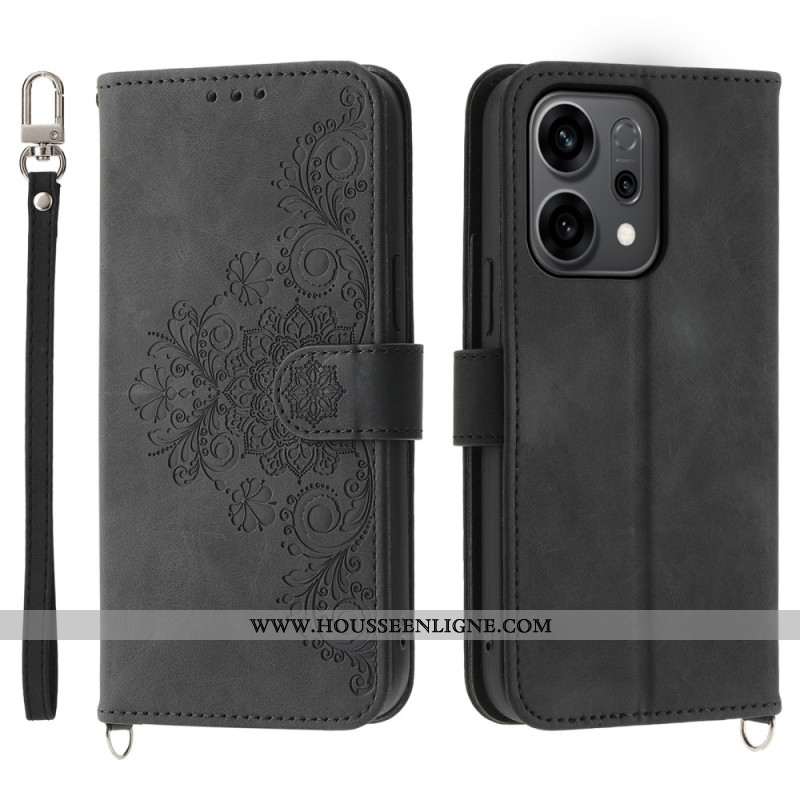 Housse Oppo Reno 14 5G Motif Floral et Sangles