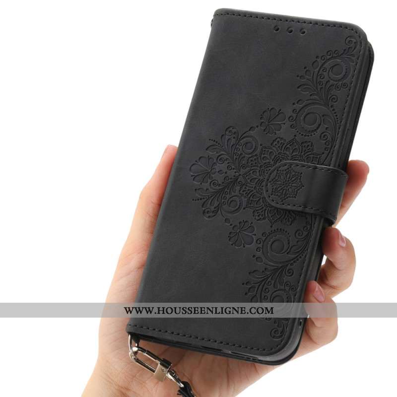 Housse Oppo Reno 14 5G Motif Floral et Sangles