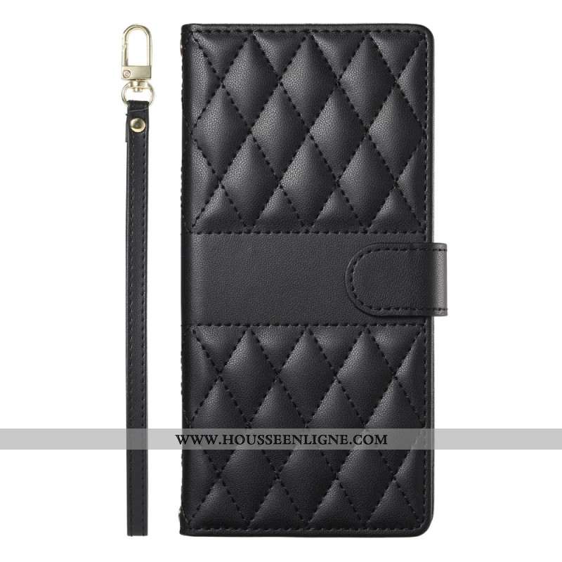 Housse Oppo Reno 14 5G Style Matelassé avec Lanière et Bandoulière