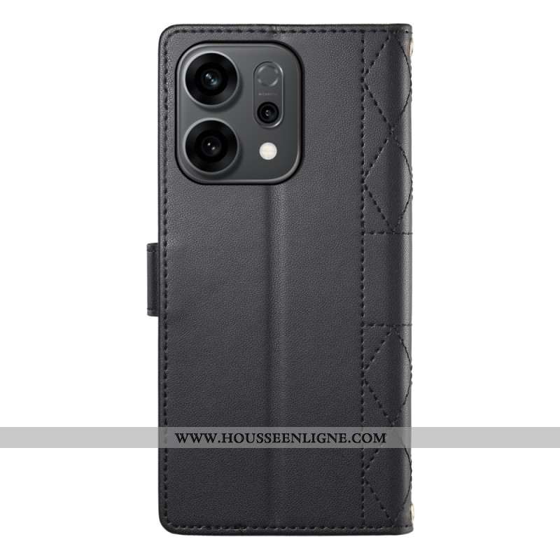 Housse Oppo Reno 14 5G Style Matelassé avec Lanière et Bandoulière