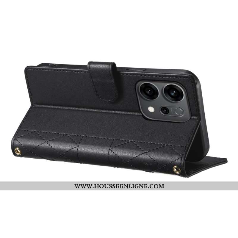 Housse Oppo Reno 14 5G Style Matelassé avec Lanière et Bandoulière