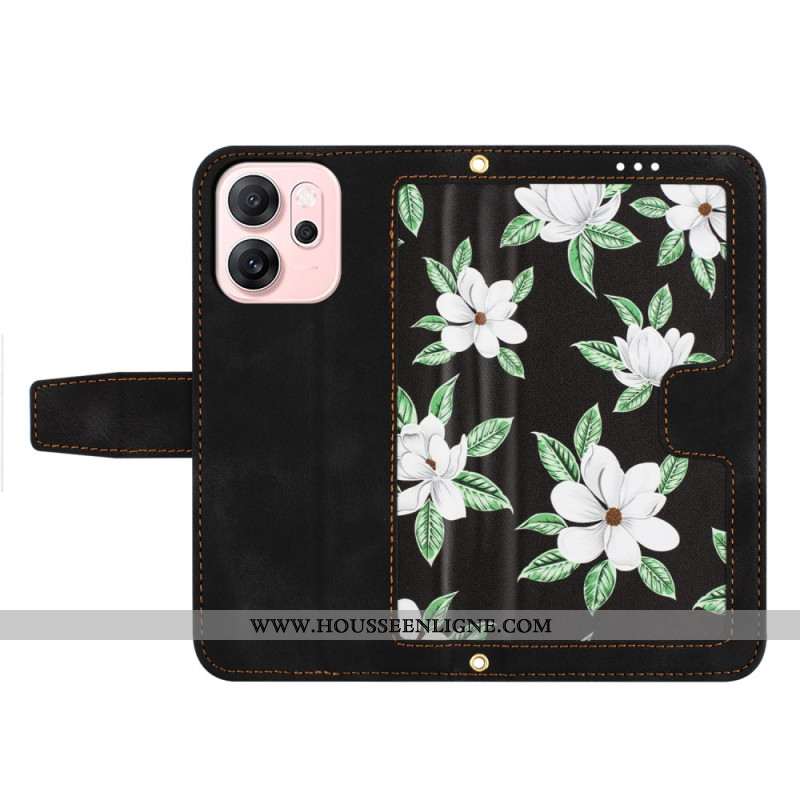 Housse Oppo Reno 14 F 5G Florale avec Laniière