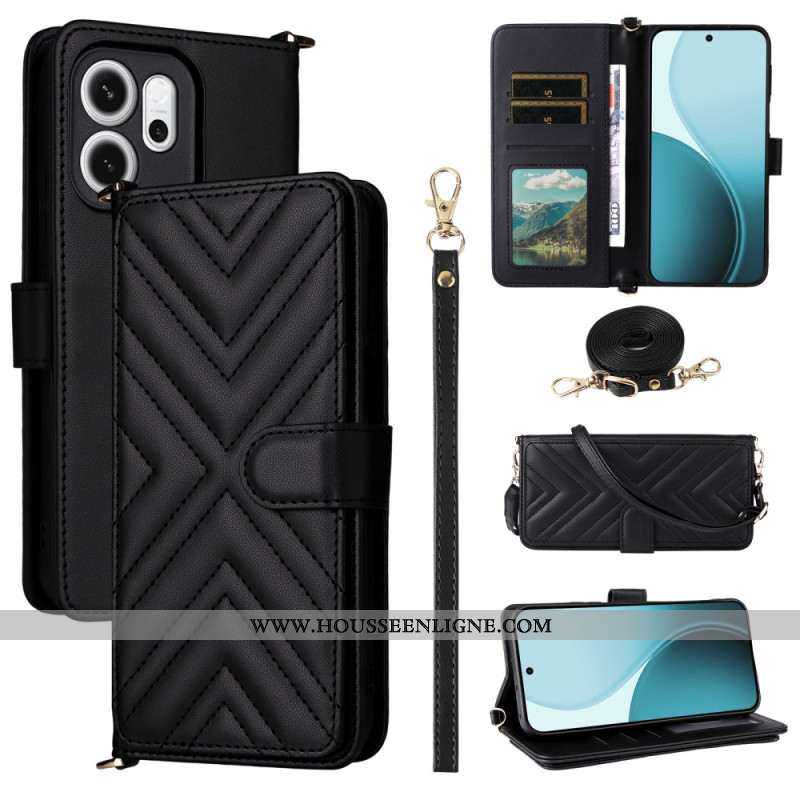 Housse Oppo Reno 14 F 5G Premium Design avec Bandoulière et Lanière