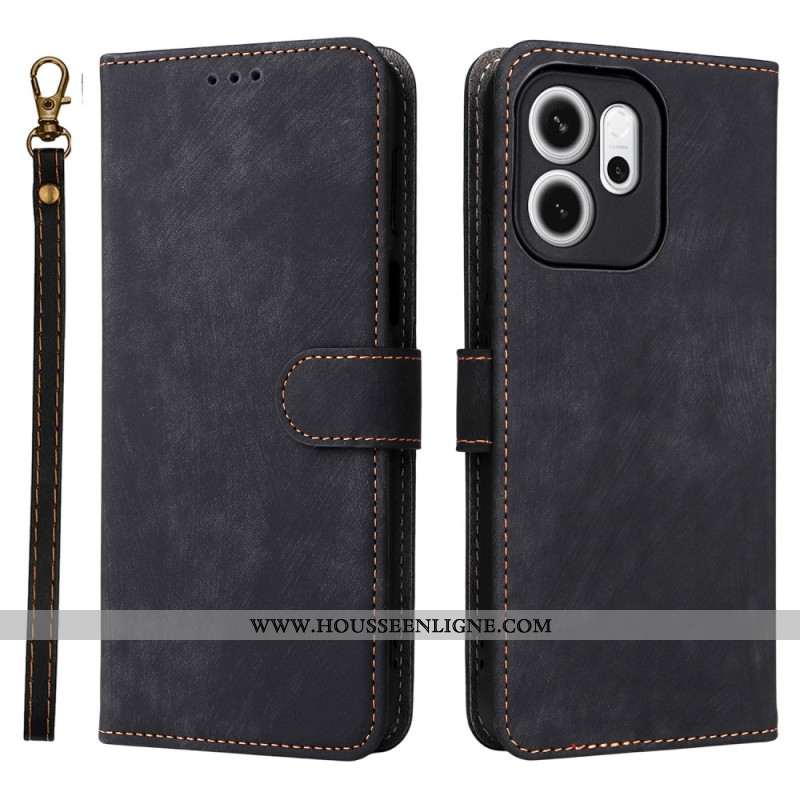 Housse Oppo Reno 14 F 5G Protection RFID Effet Daim à Lanière