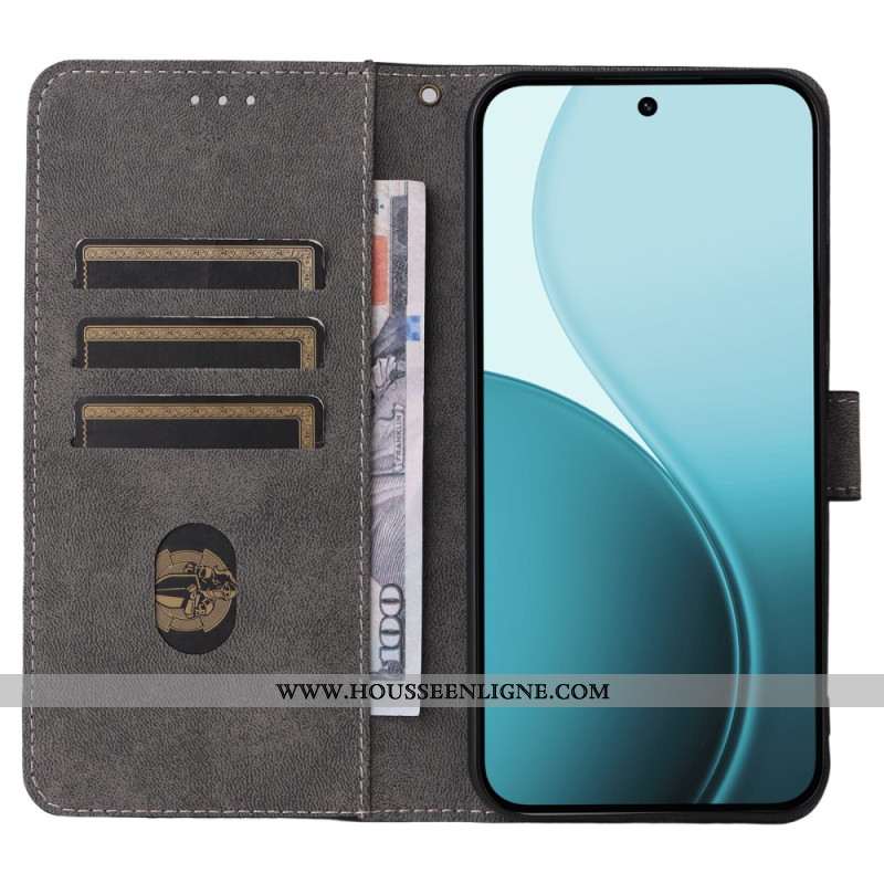 Housse Oppo Reno 14 F 5G Protection RFID Effet Daim à Lanière