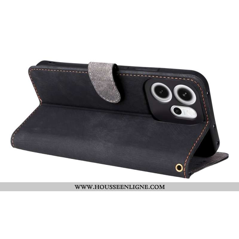 Housse Oppo Reno 14 F 5G Protection RFID Effet Daim à Lanière