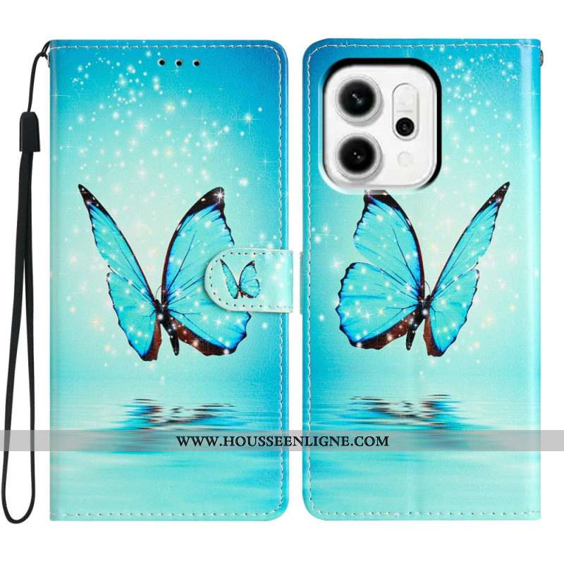 Housse Oppo Reno 14 Papillon Bleu