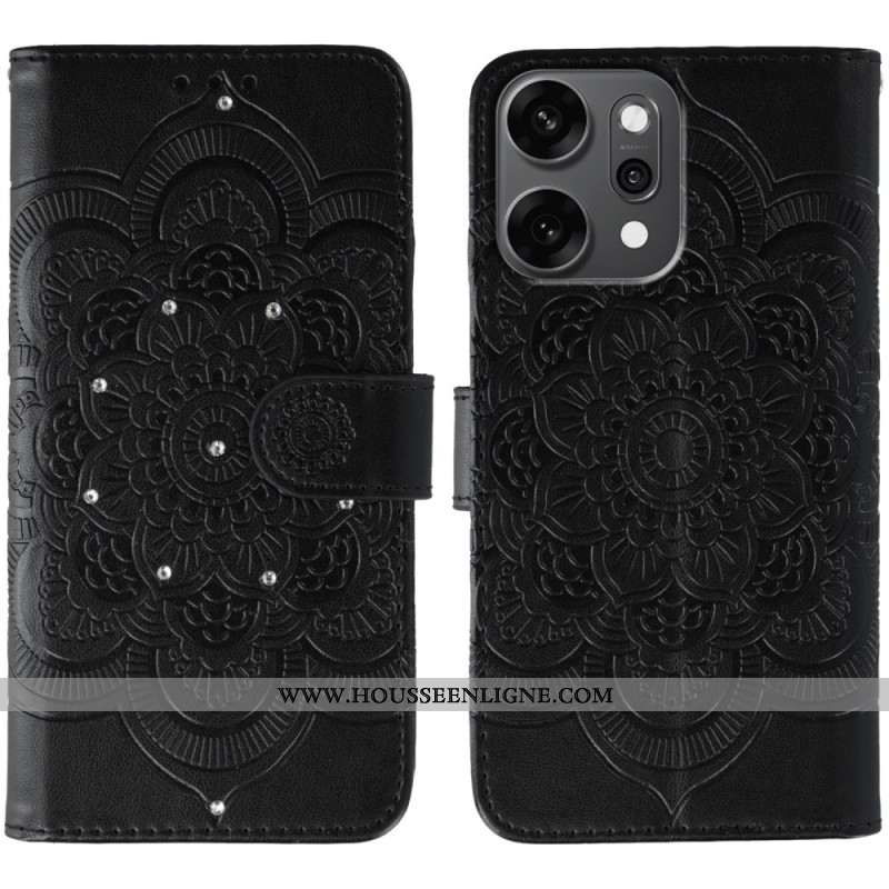 Housse Oppo Reno 14 Pro 5G Mandala et Strass