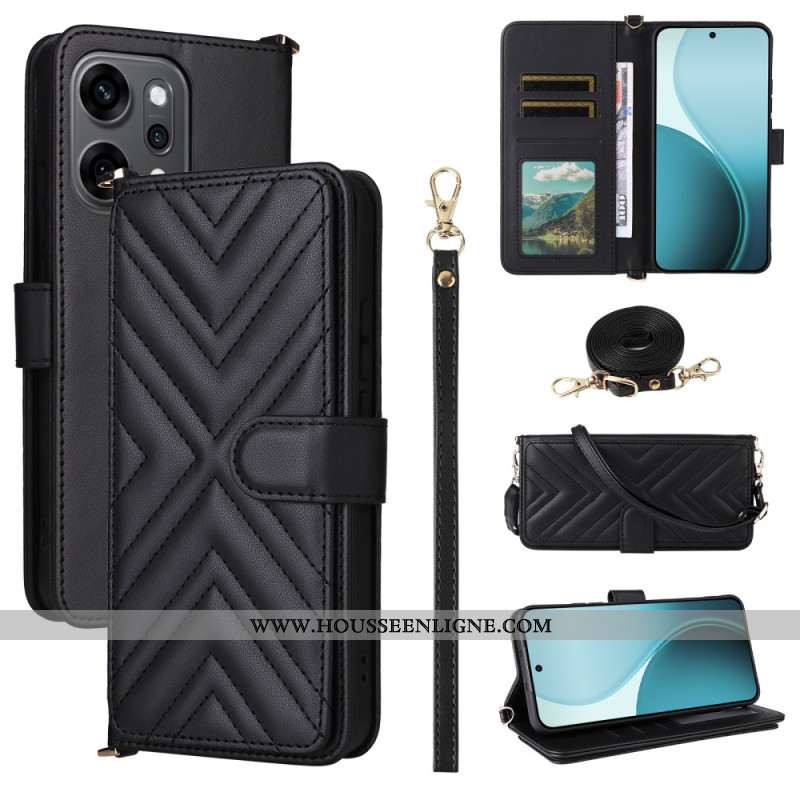 Housse Oppo Reno 14 Pro 5G Matelassée avec Lanière et Dragone