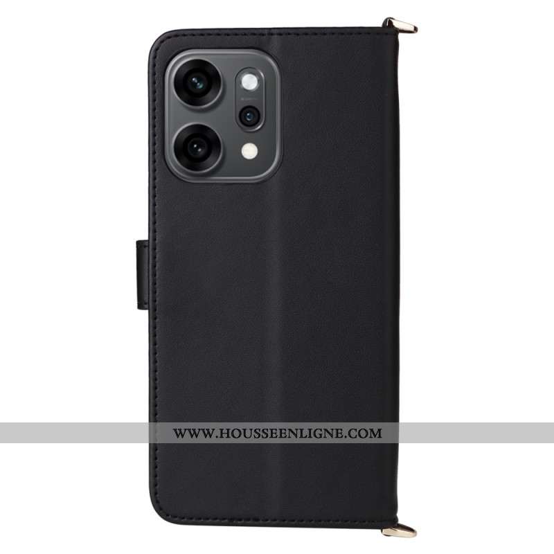 Housse Oppo Reno 14 Pro 5G Matelassée avec Lanière et Dragone