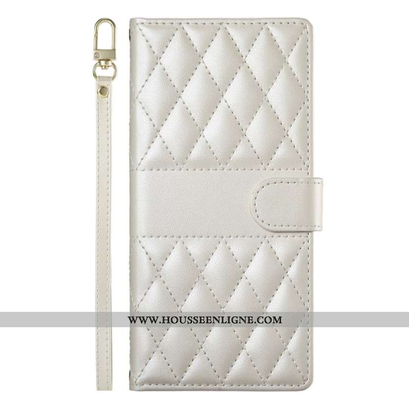 Housse Oppo Reno 14 Pro 5G Matelassée à Lanière et Bandoulière