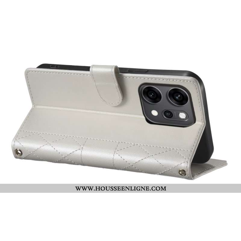 Housse Oppo Reno 14 Pro 5G Matelassée à Lanière et Bandoulière