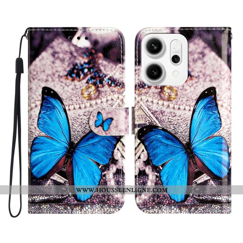 Housse Oppo Reno 14 Pro 5G Papillon Bleu