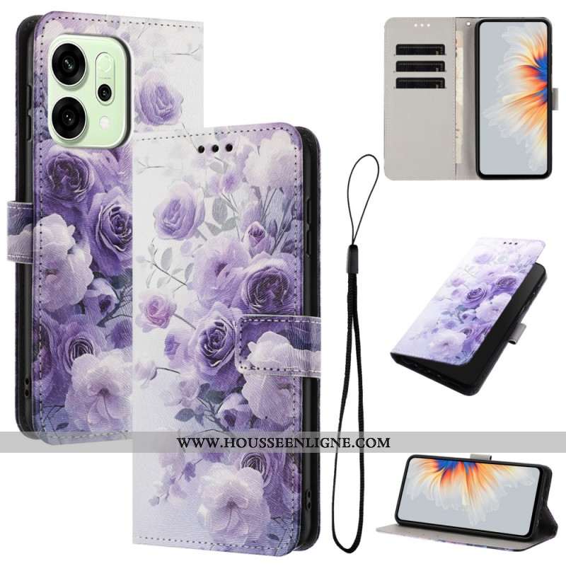 Housse Oppo Reno 14 Pro 5G Roses Violettes