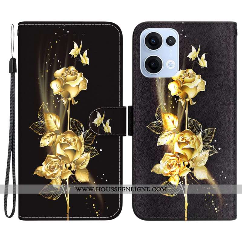 Housse Oppo Reno1 3 5G Papillons Dorés et Roses