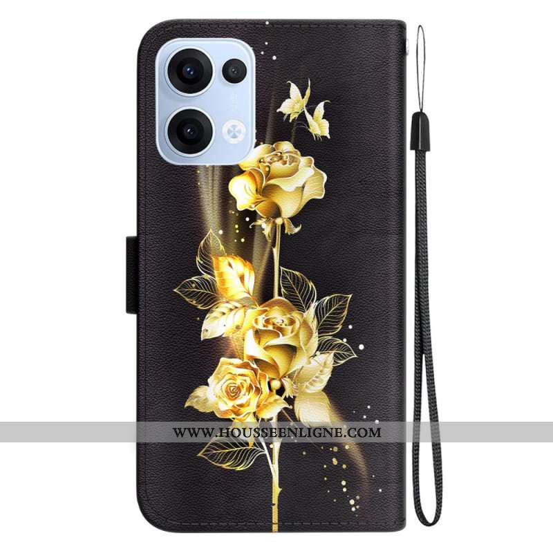Housse Oppo Reno1 3 5G Papillons Dorés et Roses