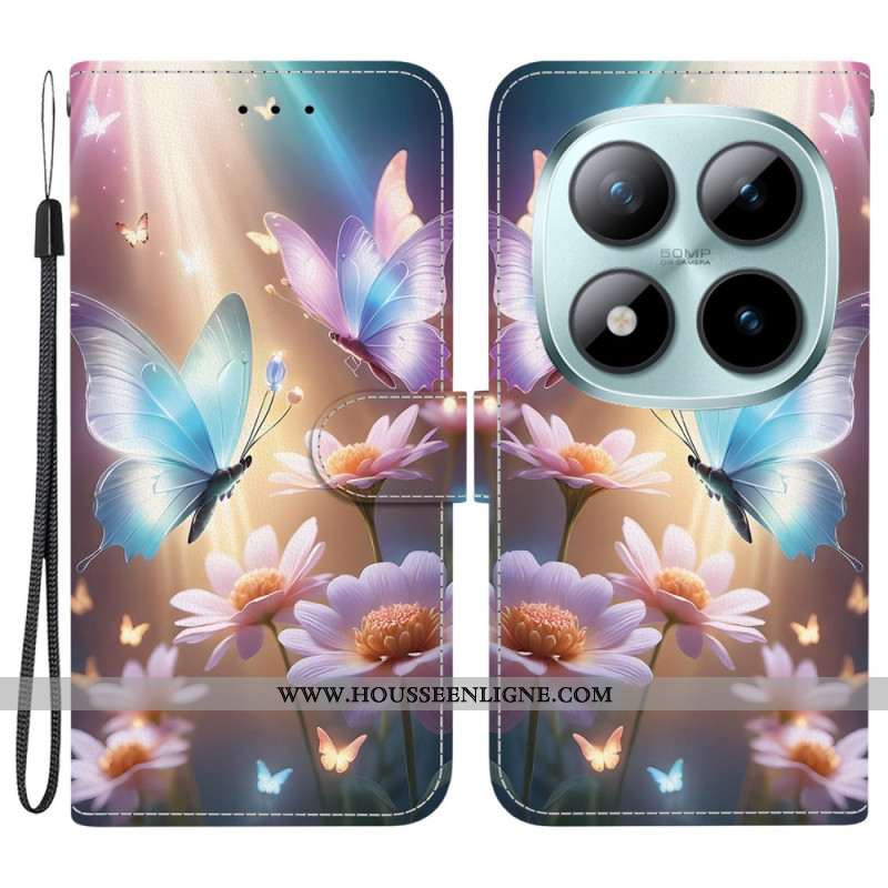 Housse Papillon Floral pour Xiaomi Redmi Note 15 Pro 5G Papillon Floral