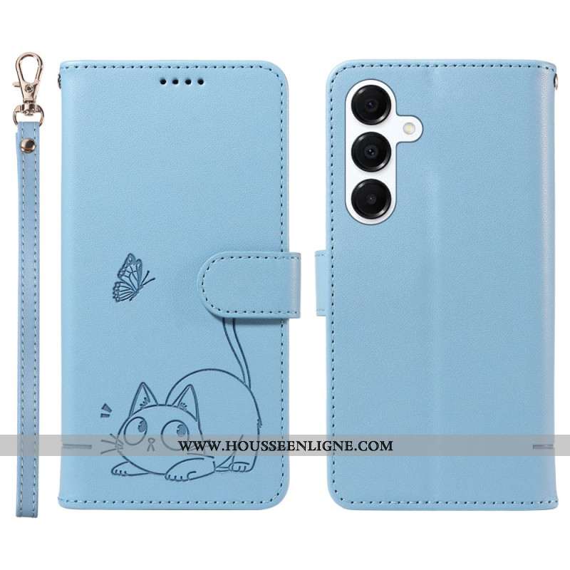 Housse Samsung Galaxy A17 4G / 5G Design Chat à Lanière