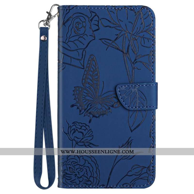 Housse Samsung Galaxy A17 4G / 5G Empreinte Papillons à Lanière