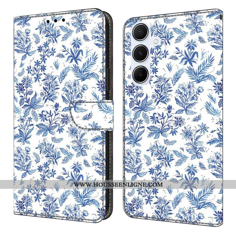 Housse Samsung Galaxy A17 4G / 5G Fleurettes Bleues