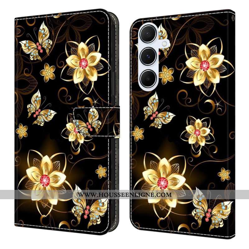 Housse Samsung Galaxy A17 4G / 5G Fleurs Dorées