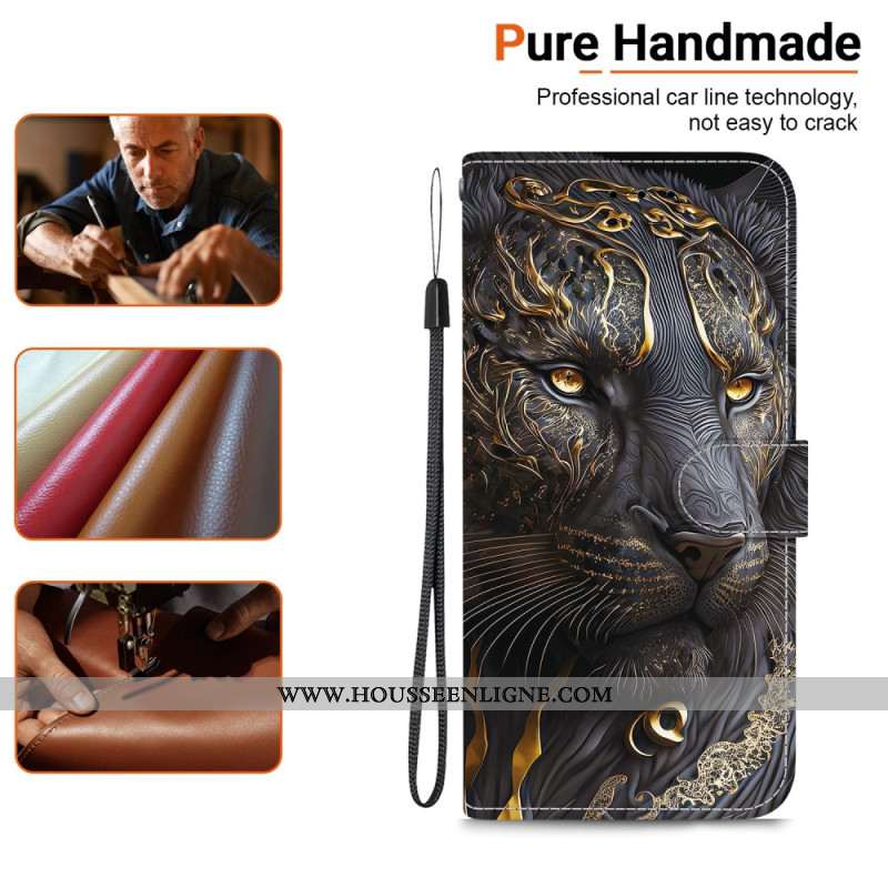 Housse Samsung Galaxy A17 4G / 5G Lion Or et Noir