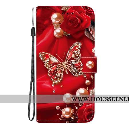 Housse Samsung Galaxy A17 4G / 5G Papillon Or et Perles