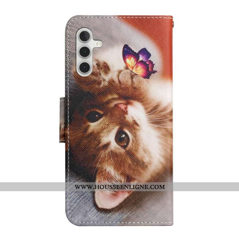 Housse Samsung Galaxy A17 4G / 5G Papillon et Chat