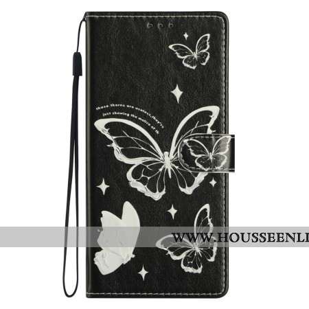 Housse Samsung Galaxy A17 4G / 5G Papillons Noirs et Blancs