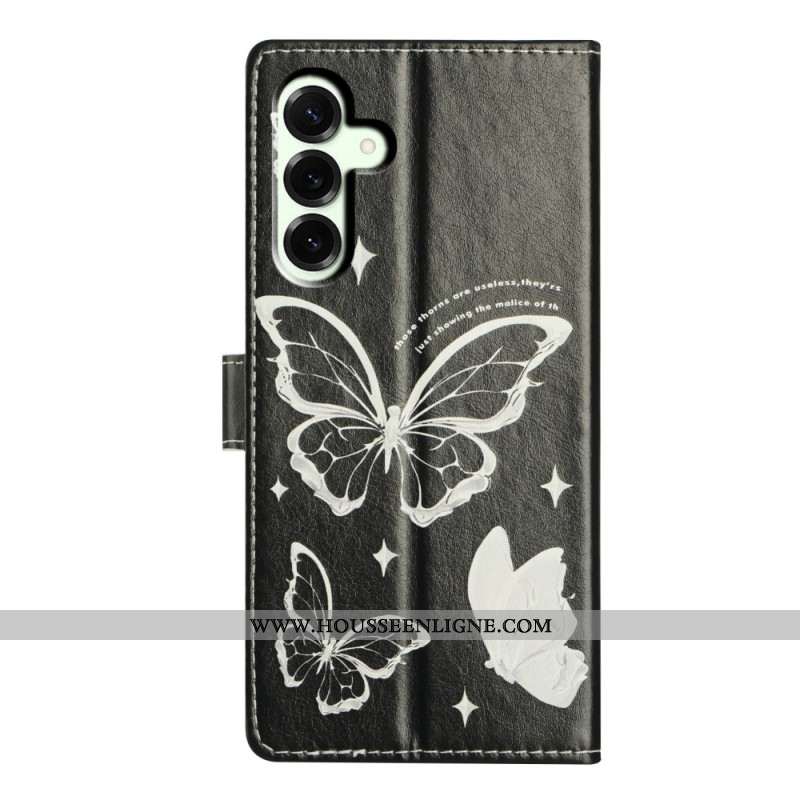 Housse Samsung Galaxy A17 4G / 5G Papillons Noirs et Blancs
