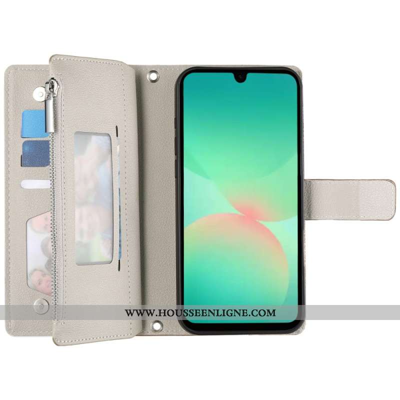 Housse Samsung Galaxy A17 4G / 5G Portefeuille à Fermeture Éclair et Lanières