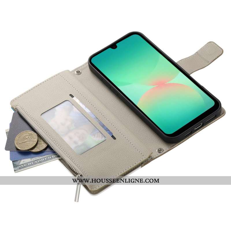 Housse Samsung Galaxy A17 4G / 5G Portefeuille à Fermeture Éclair et Lanières