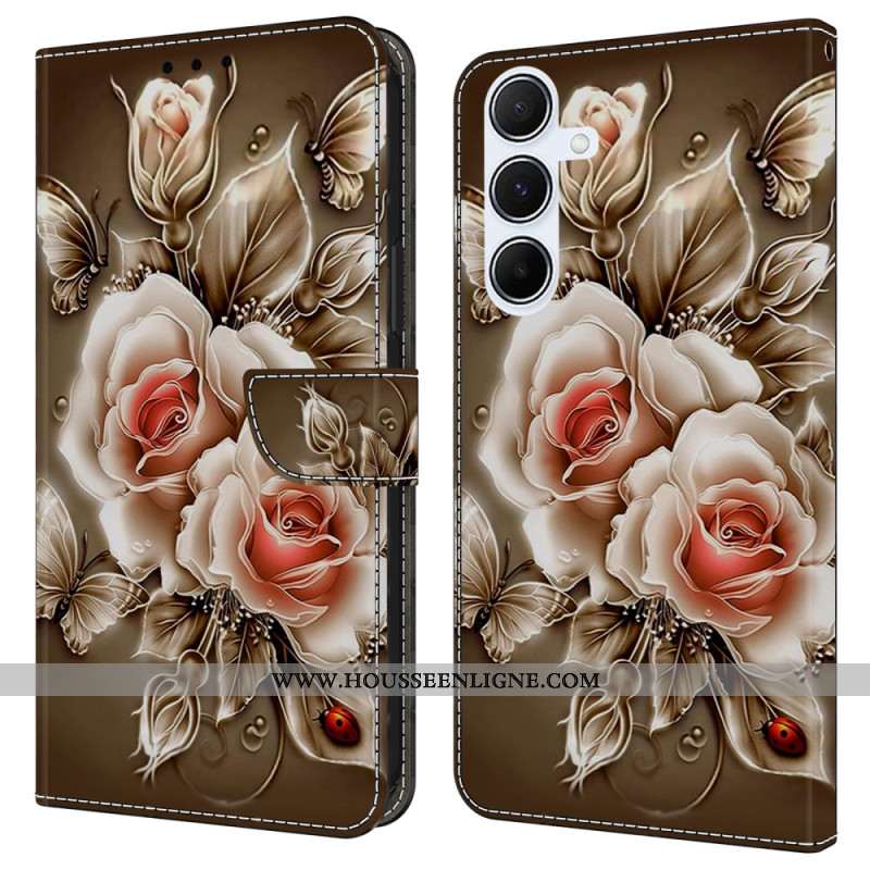 Housse Samsung Galaxy A17 4G / 5G Roses Brunes