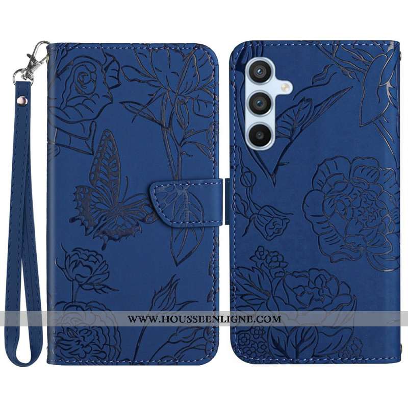 Housse Samsung Galaxy S25 5G Design Papillons à Lanière