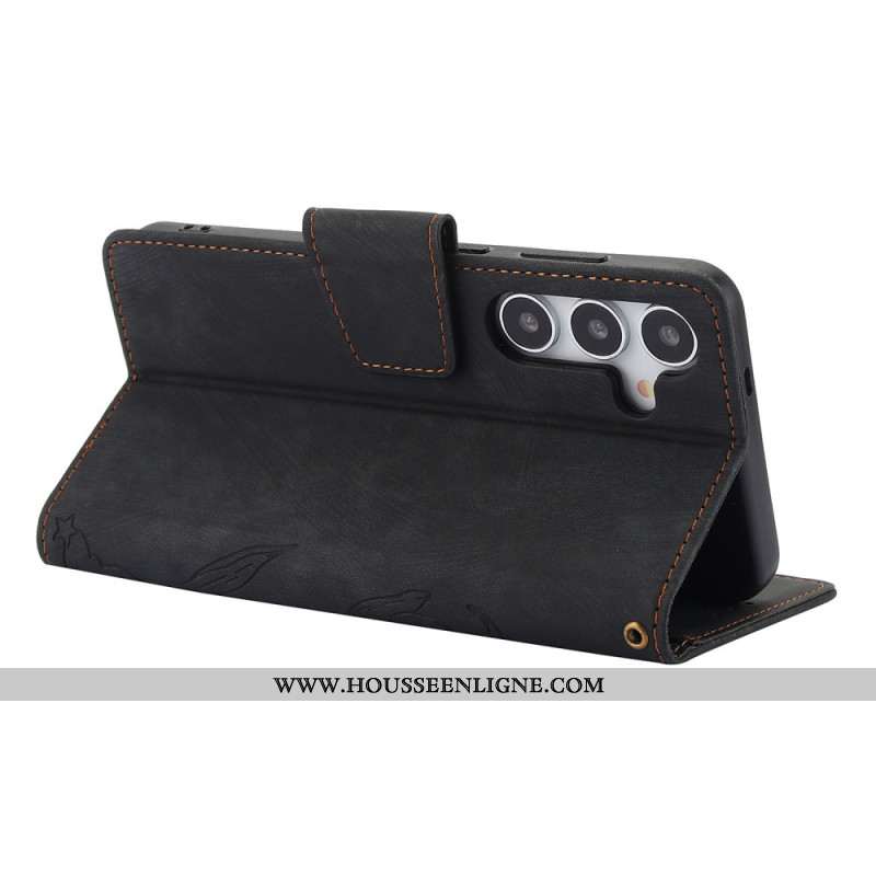 Housse Samsung Galaxy S25 5G Effet Daim Motif Floral