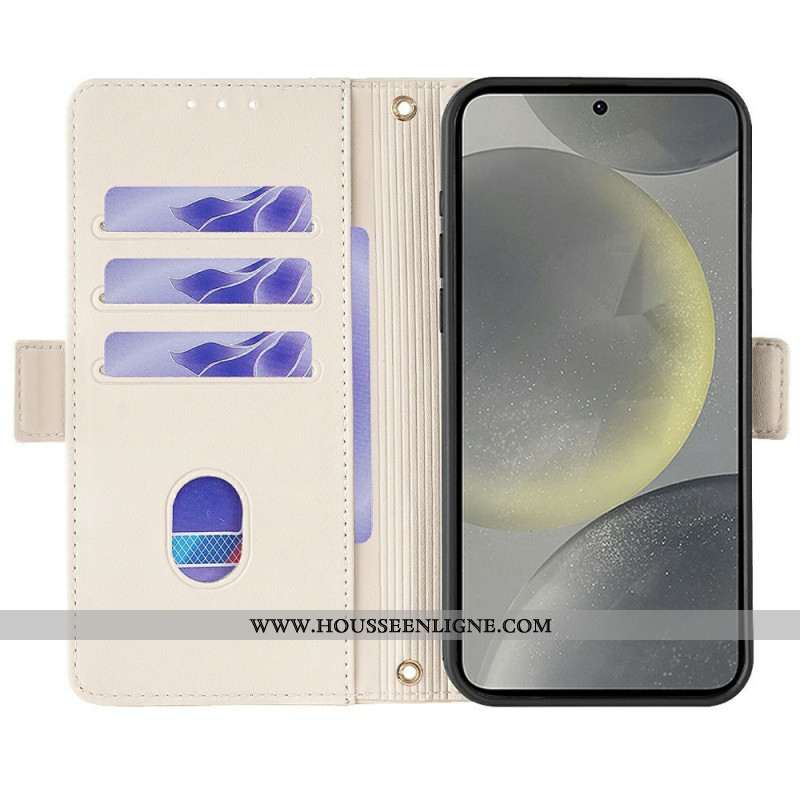 Housse Samsung Galaxy S25 5G Fermoir Style Métal à Lanière