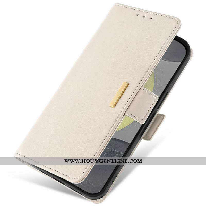 Housse Samsung Galaxy S25 5G Fermoir Style Métal à Lanière