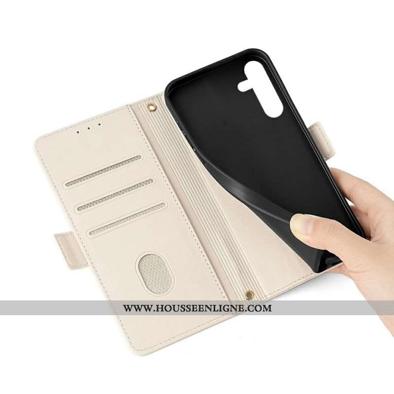 Housse Samsung Galaxy S25 5G Fermoir Style Métal à Lanière