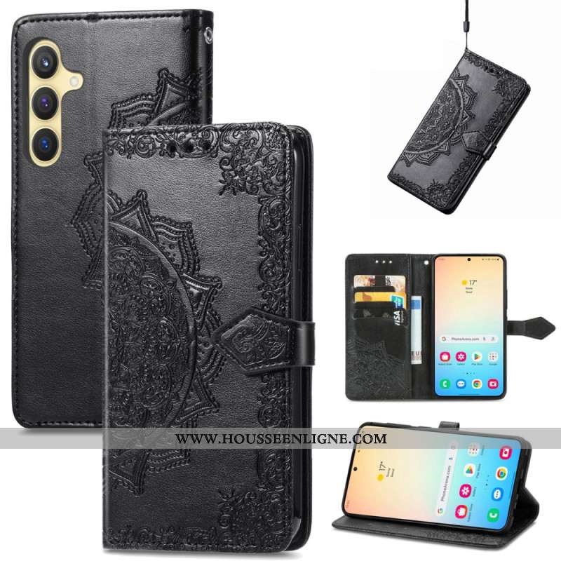 Housse Samsung Galaxy S25 5G Mandala Baroque à Lanière