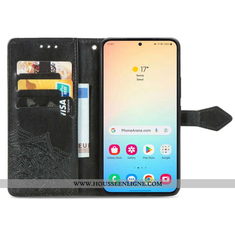 Housse Samsung Galaxy S25 5G Mandala Baroque à Lanière