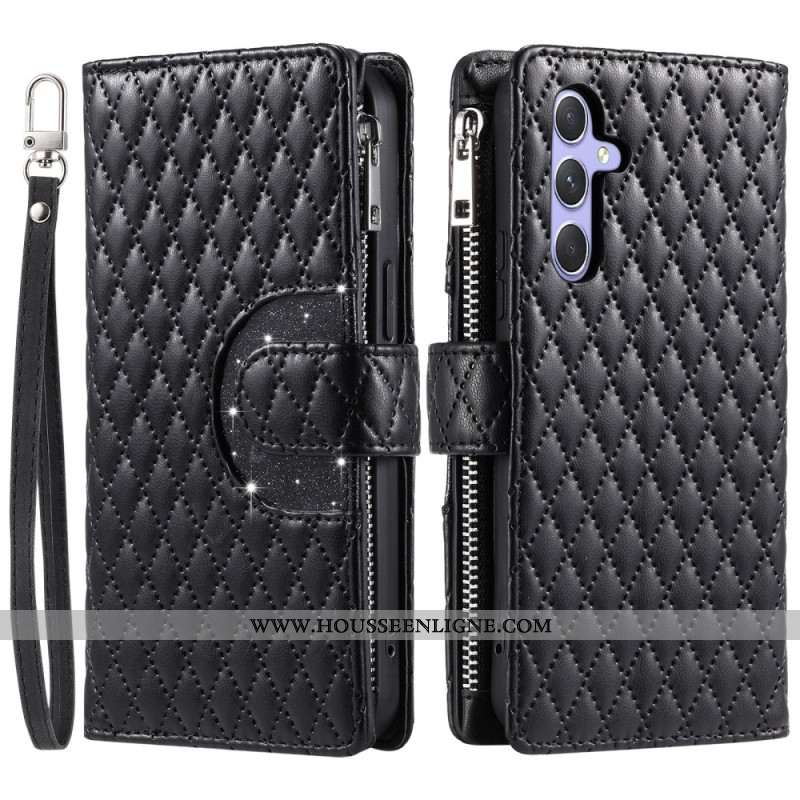 Housse Samsung Galaxy S25 5G Matelassée Portefeuille Zippé