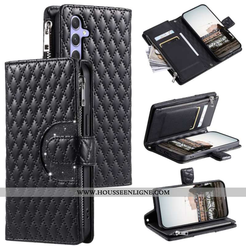 Housse Samsung Galaxy S25 5G Matelassée Portefeuille Zippé