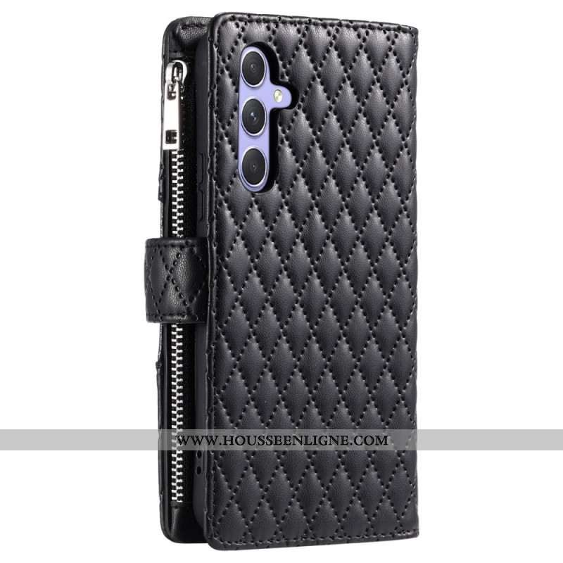 Housse Samsung Galaxy S25 5G Matelassée Portefeuille Zippé