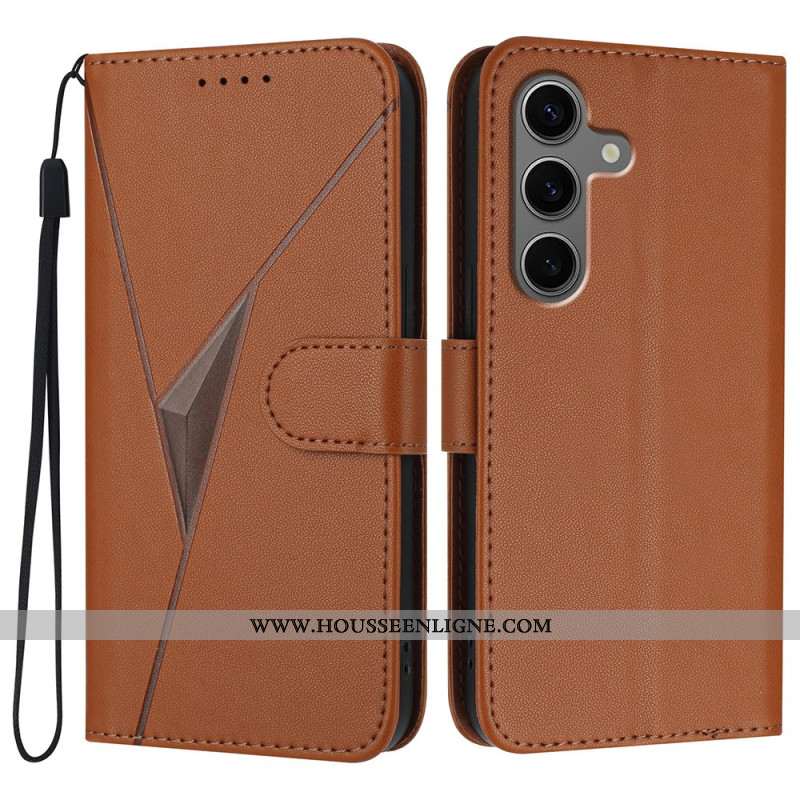 Housse Samsung Galaxy S25 5G Motif Triangulaire à Lanière