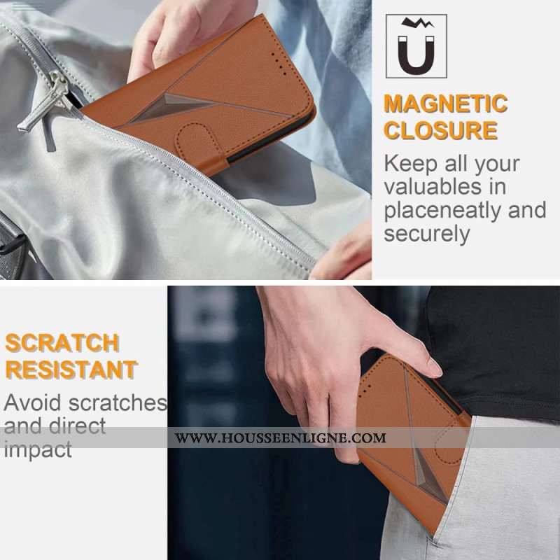 Housse Samsung Galaxy S25 5G Motif Triangulaire à Lanière