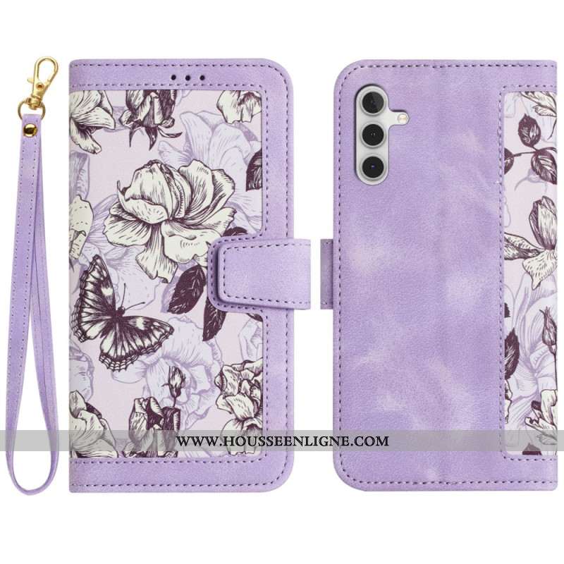 Housse Samsung Galaxy S25 5G Portefeuille Effet Floral