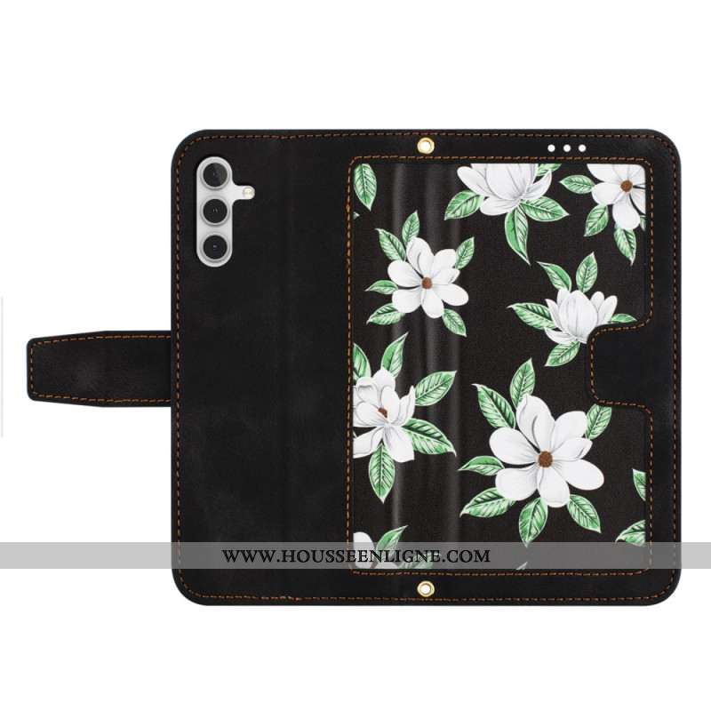 Housse Samsung Galaxy S25 5G Portefeuille Effet Floral